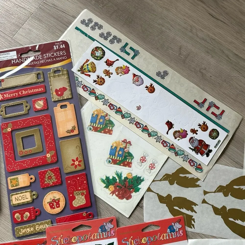 Christmas Holiday Stickers & Notes Lot - 8 New Sealed Packages & Several Loose